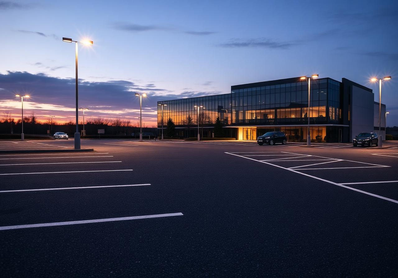 Firmenparkplatz nachts – Saggen