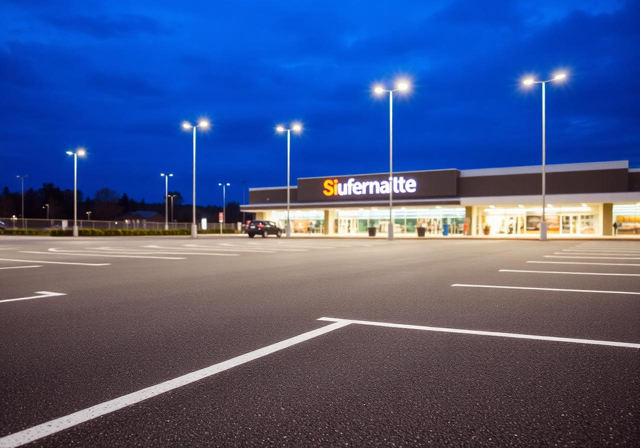 Supermarkt-Parkplatz nachts – Pradl